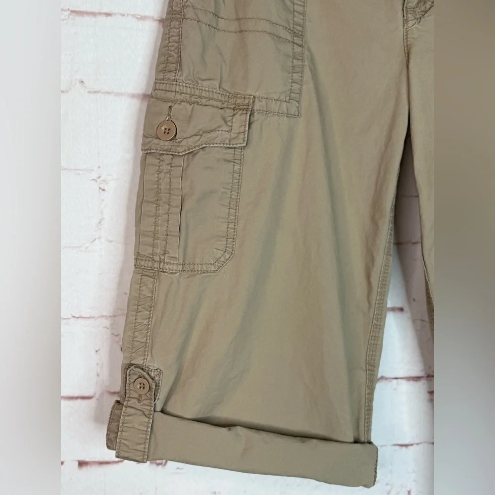 CALVIN KLEIN 8 Khaki Cargo Cotton Adjustable Capri Pants Shorts Size 8 - Picture 9 of 15